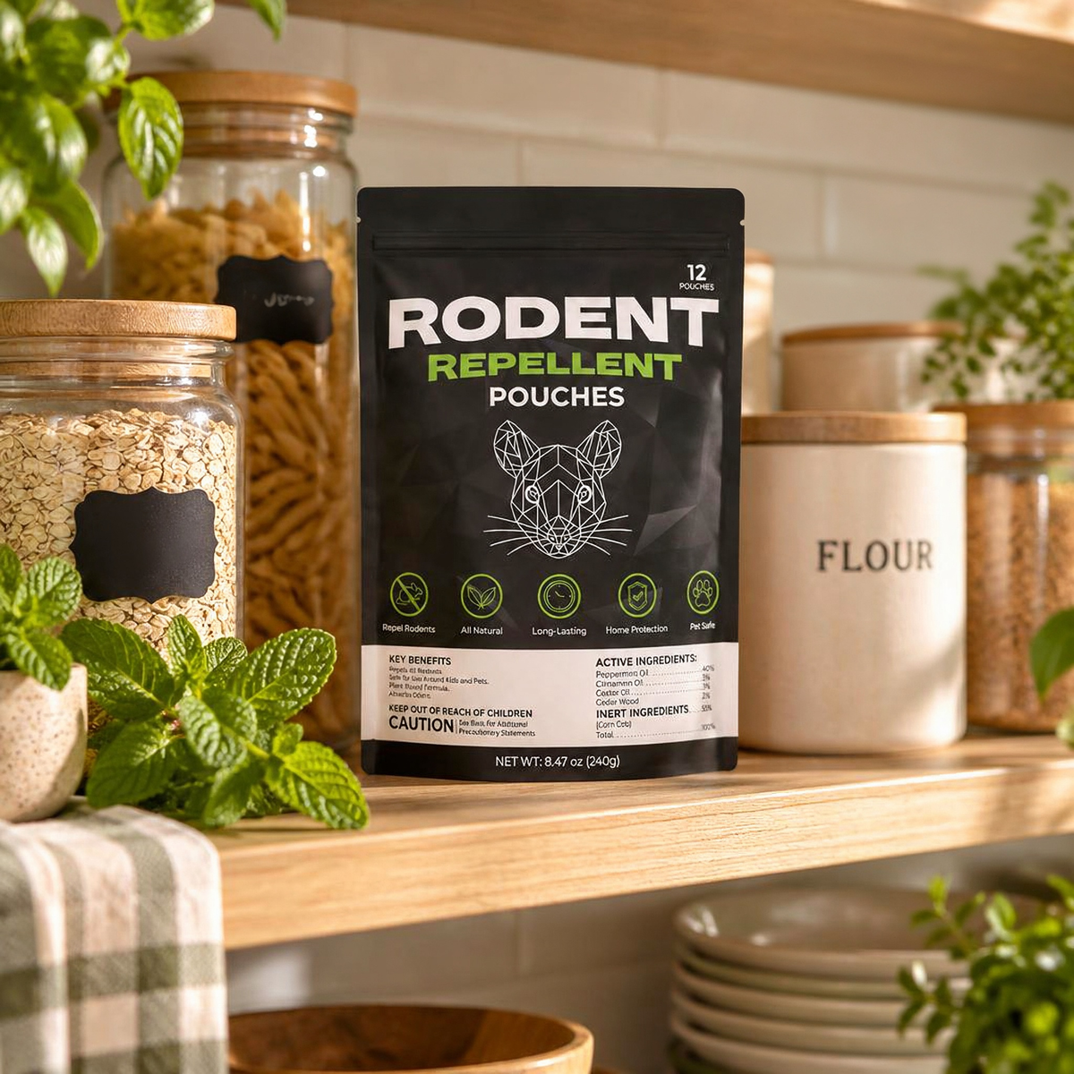 Plant essential oil mouse and squirrel repellent